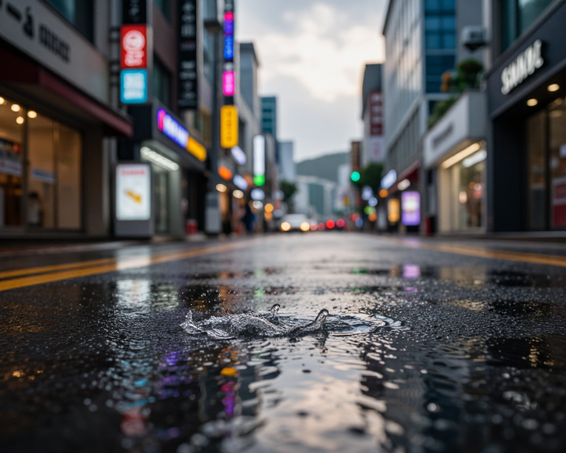 Rainy Urban Atmosphere in Korea