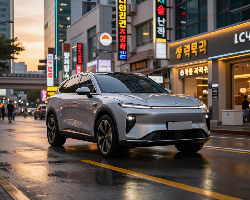 Modern Kia SUV in Seoul