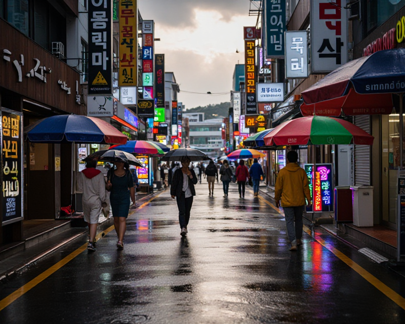 Rainy Seoul Street