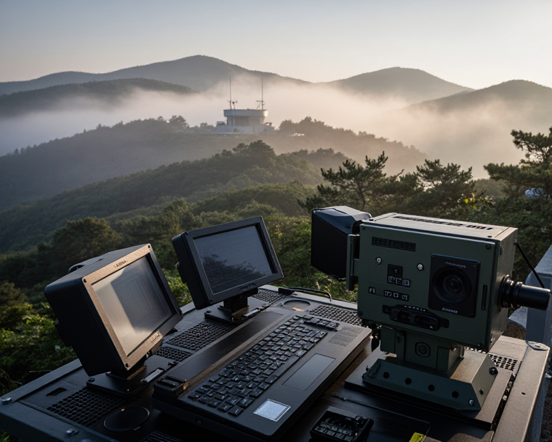 DMZ 감시 초소의 새벽 풍경