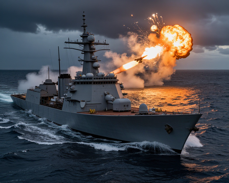 North Korean Naval Destroyer Weapons Test